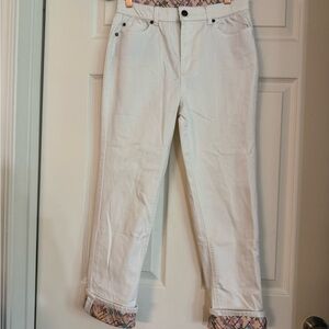 Matilda Jane White Ankle Jeans with Patterned Cuffs